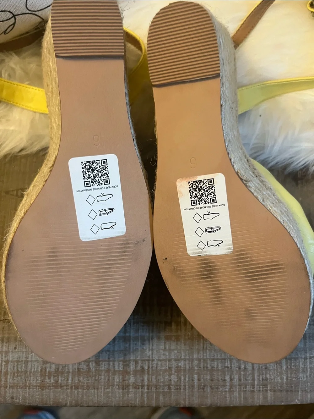 Yellow soft leather Knot Espadrille Wedge Sandals with Ankle Strap - Women